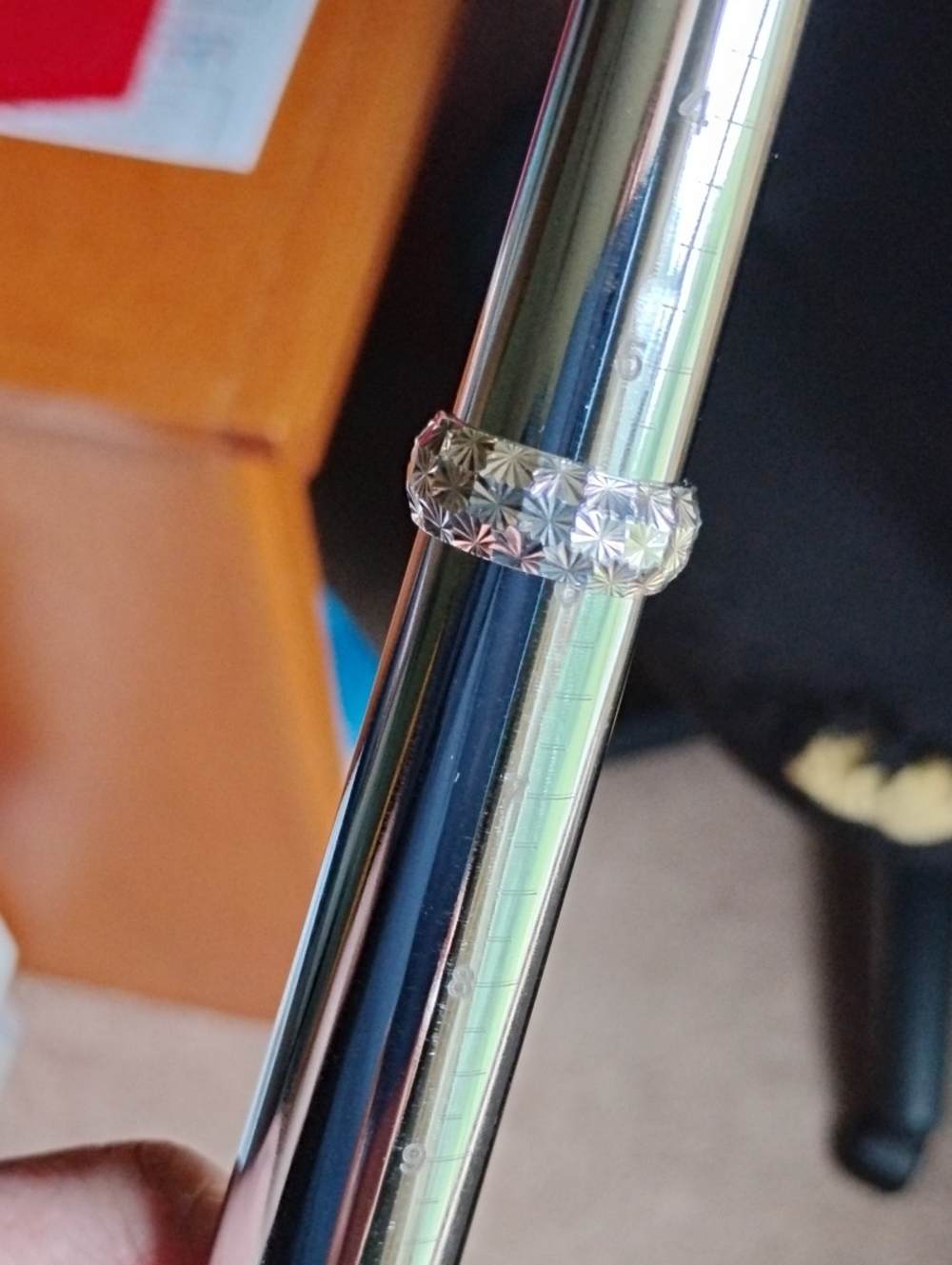 Sterling Silver Floral-Engraved Band Ring - Picture 5 of 6